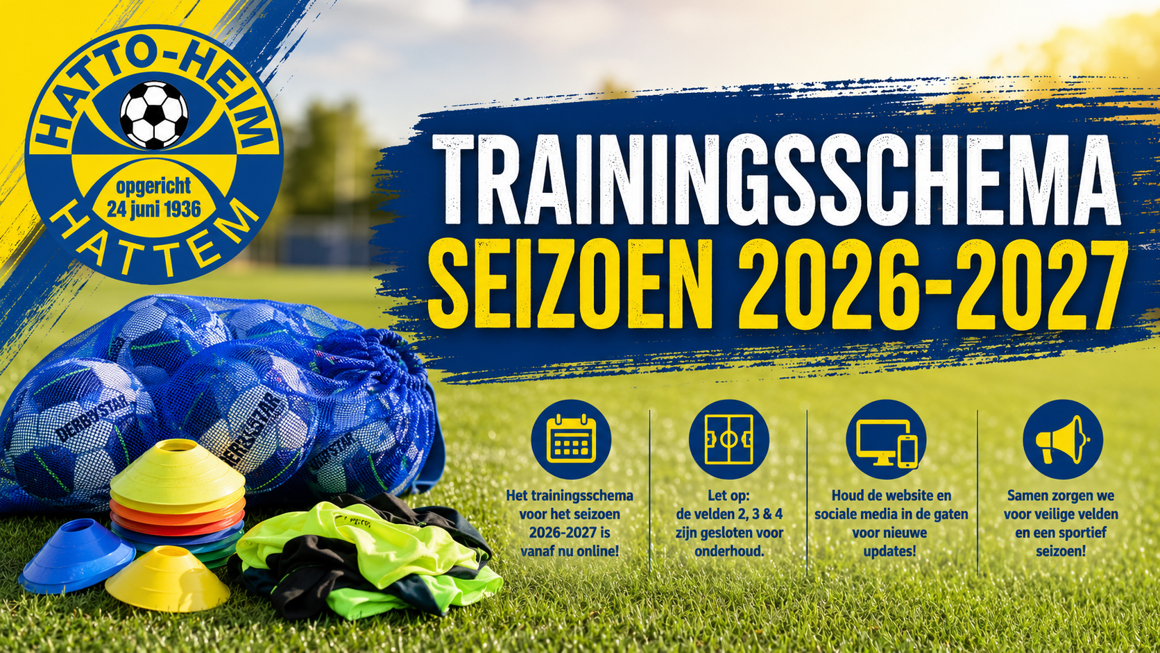 Trainingsschema seizoen 2026-2027 nu online!