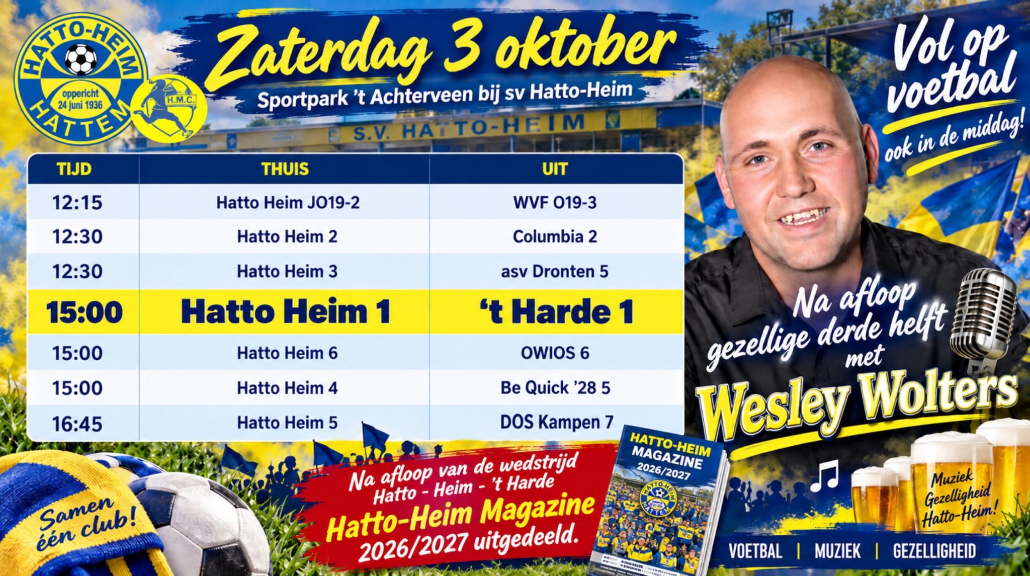 Volle bak voetbal op ’t Achterveen bij s.v. Hatto-Heim!