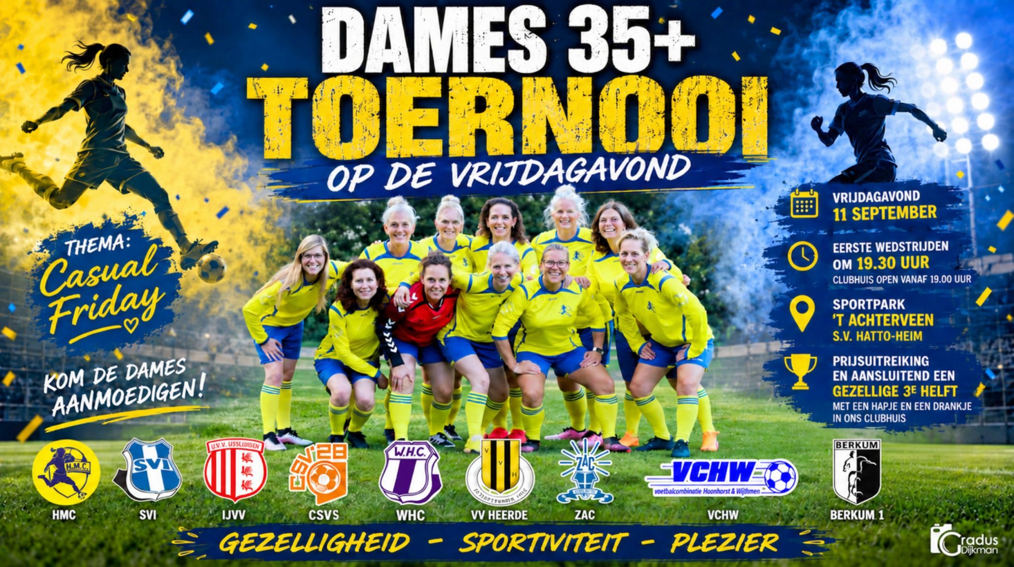 Programma vrijdagavond: groot Dames 35➕ toernooi op ’t Achterveen