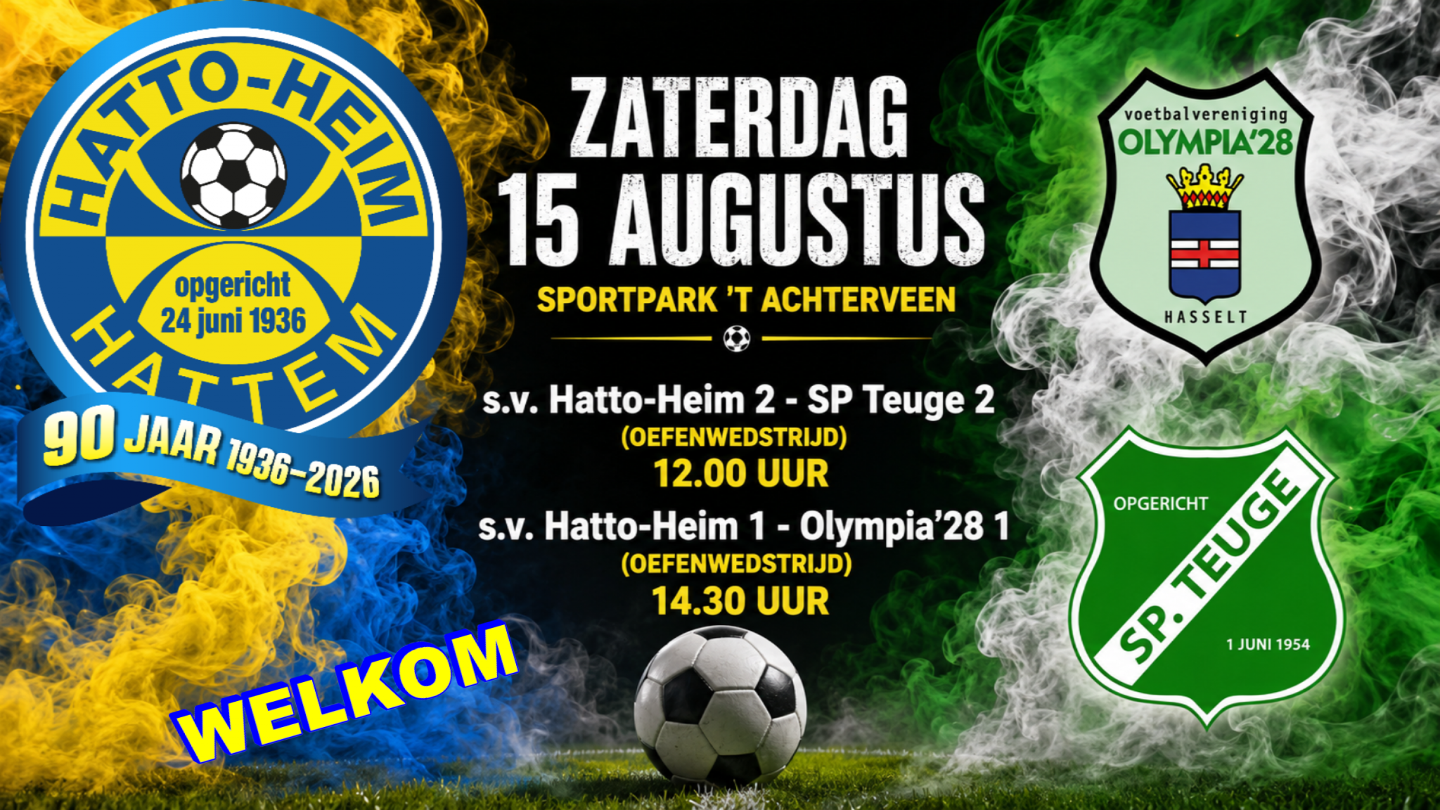 Zaterdag 15 augustus: weer voetbalwedstrijden op ’t Achterveen.