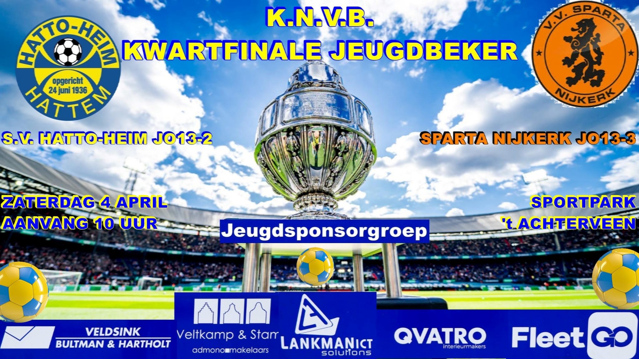 🏆 Kwartfinale Beker: Hatto-Heim JO13-2 vs Sparta Nijkerk JO13-3 🏆