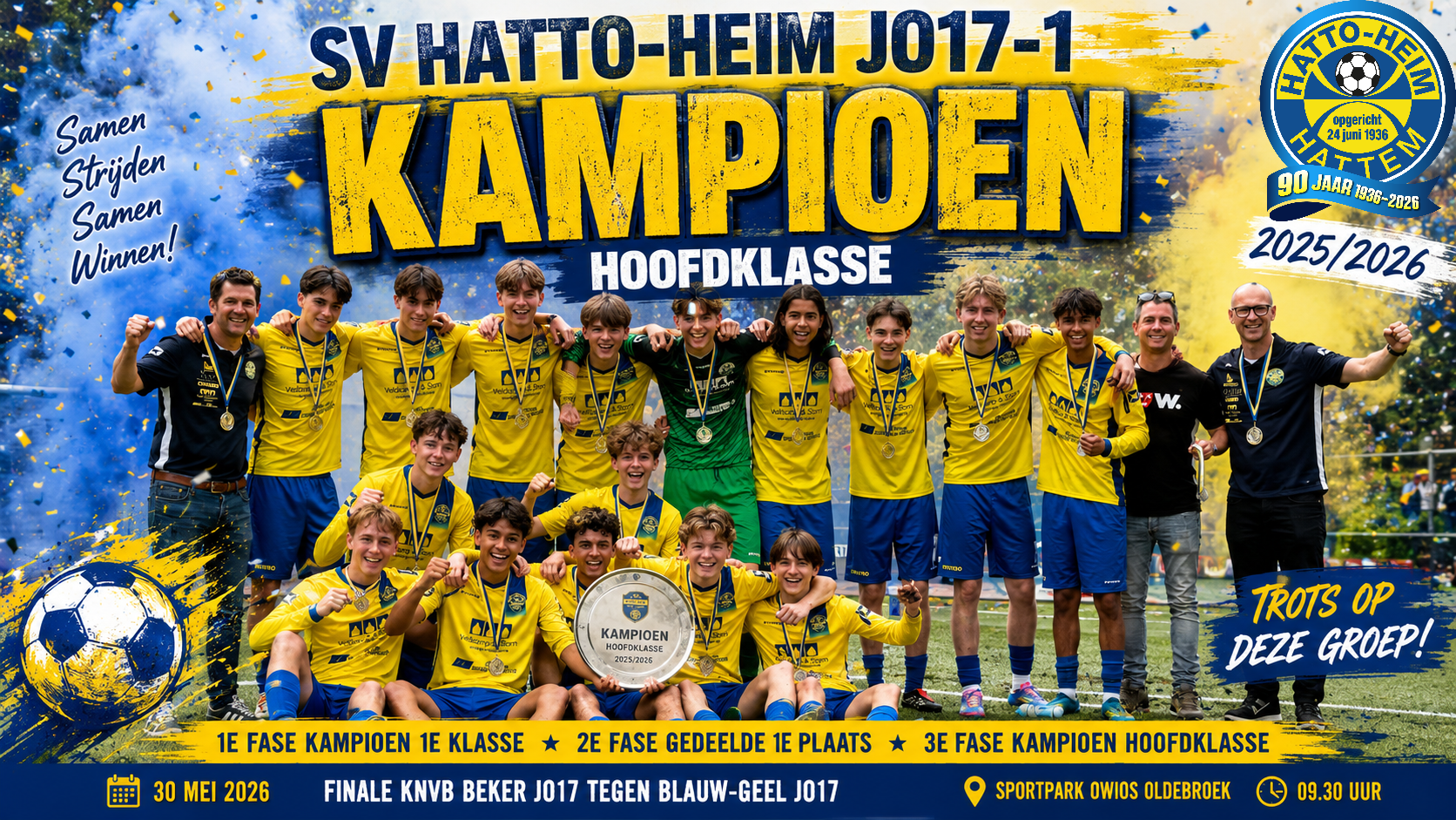 🏆 s.v. Hatto-Heim JO17-1 kroont zich tot kampioen van de Hoofdklasse 🏆