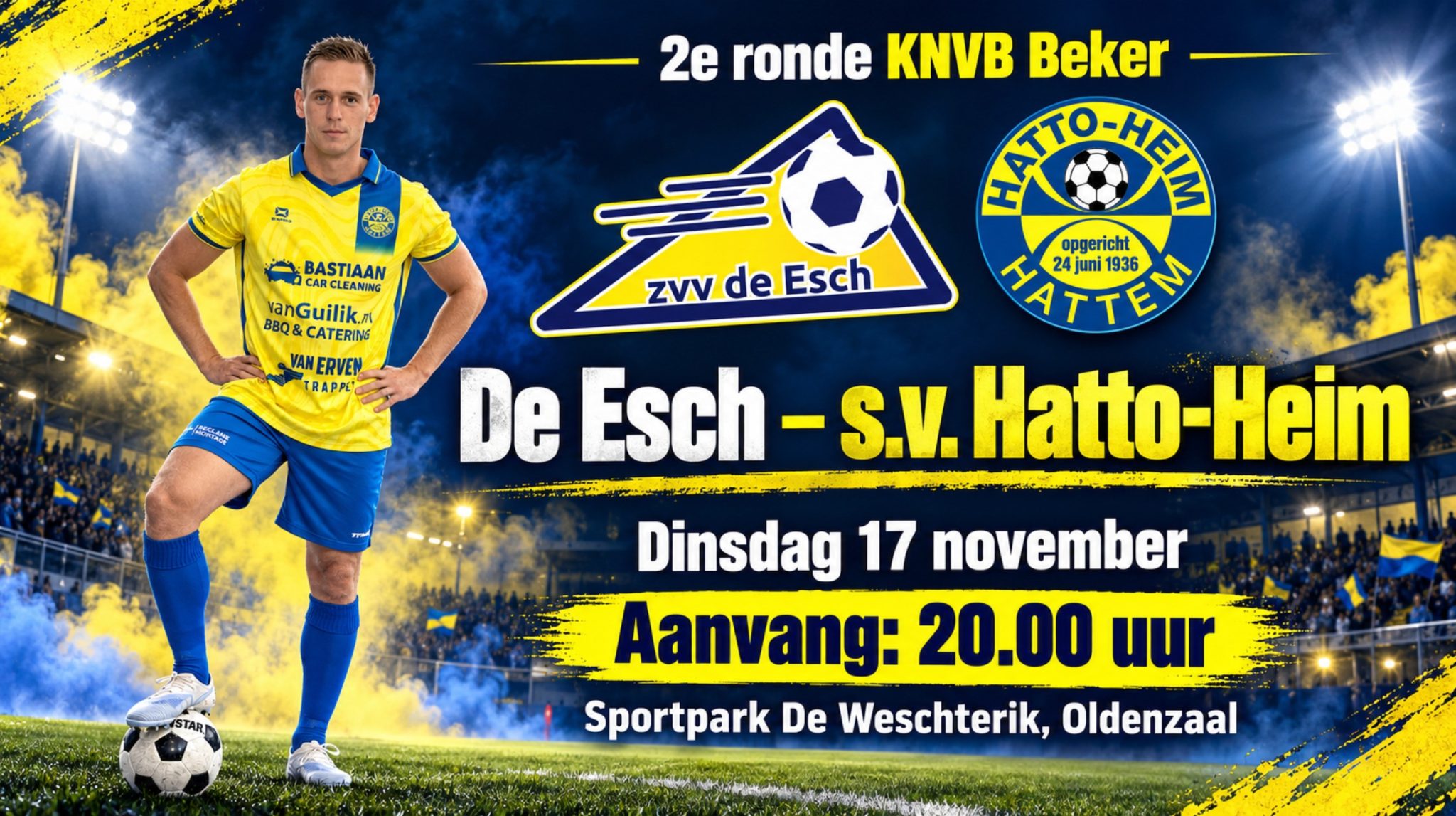 Hatto-Heim voor bekerduel gekoppeld aan De Esch 2e ronde beker.