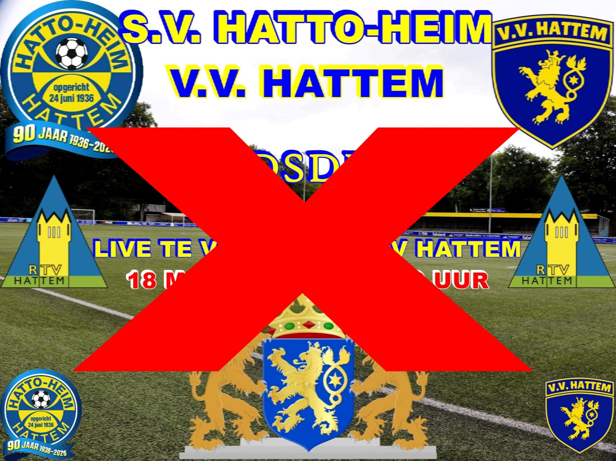 Stadsderby gaat woensdag niet door