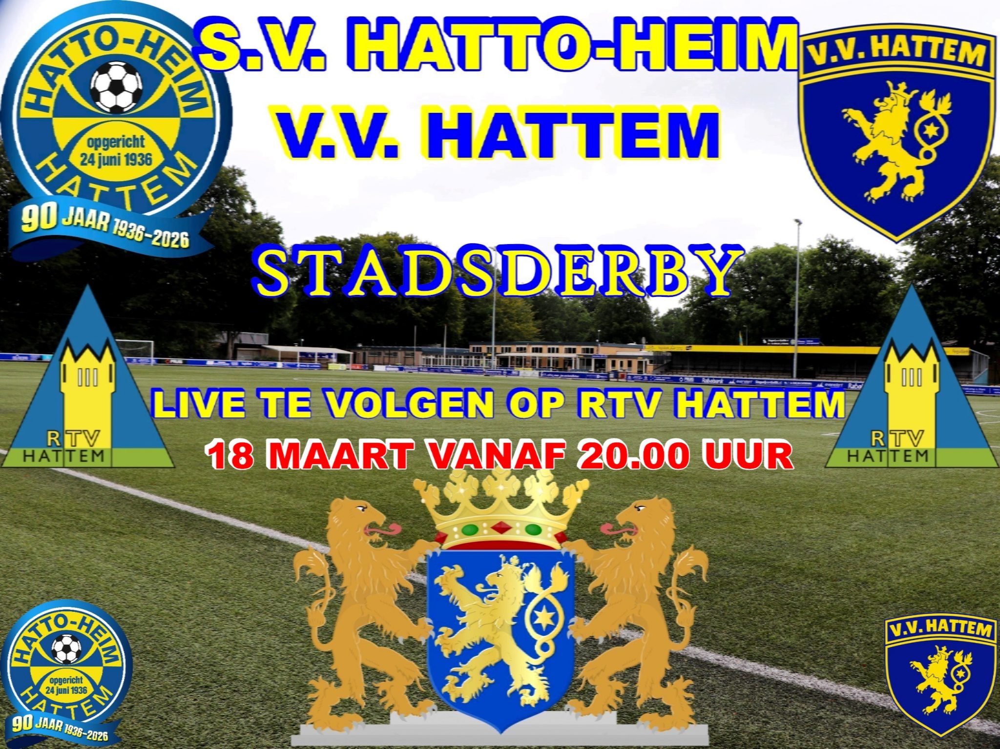 Wedstrijd Hatto Heim – vv Hattem op 18 maart zonder publiek, live te volgen via RTV Hattem