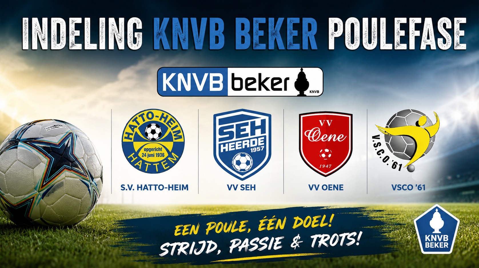 🏆 Indeling KNVB Beker poulefase bekend s.v. Hatto-Heim 1