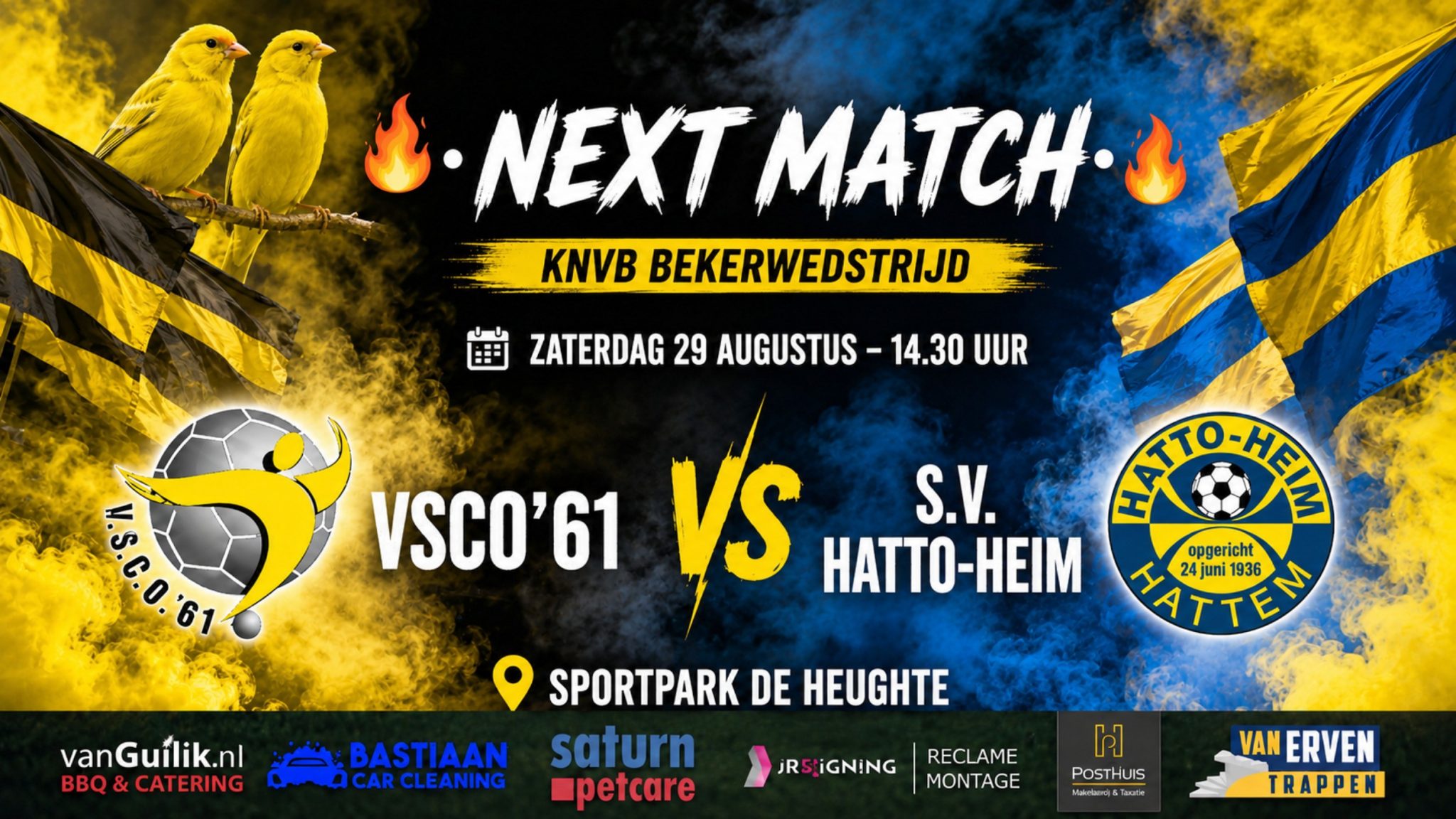 Zaterdag start het bekertoernooi voor s.v. Hatto-Heim
