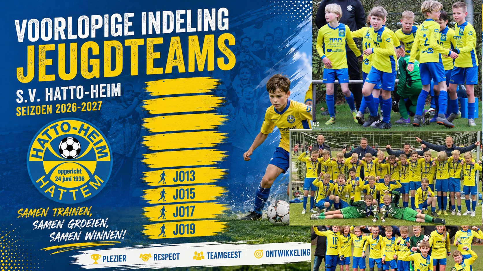 Hierbij de voorlopige indeling voor het seizoen 2026 /2027 Jeugd JO13 t/m JO19